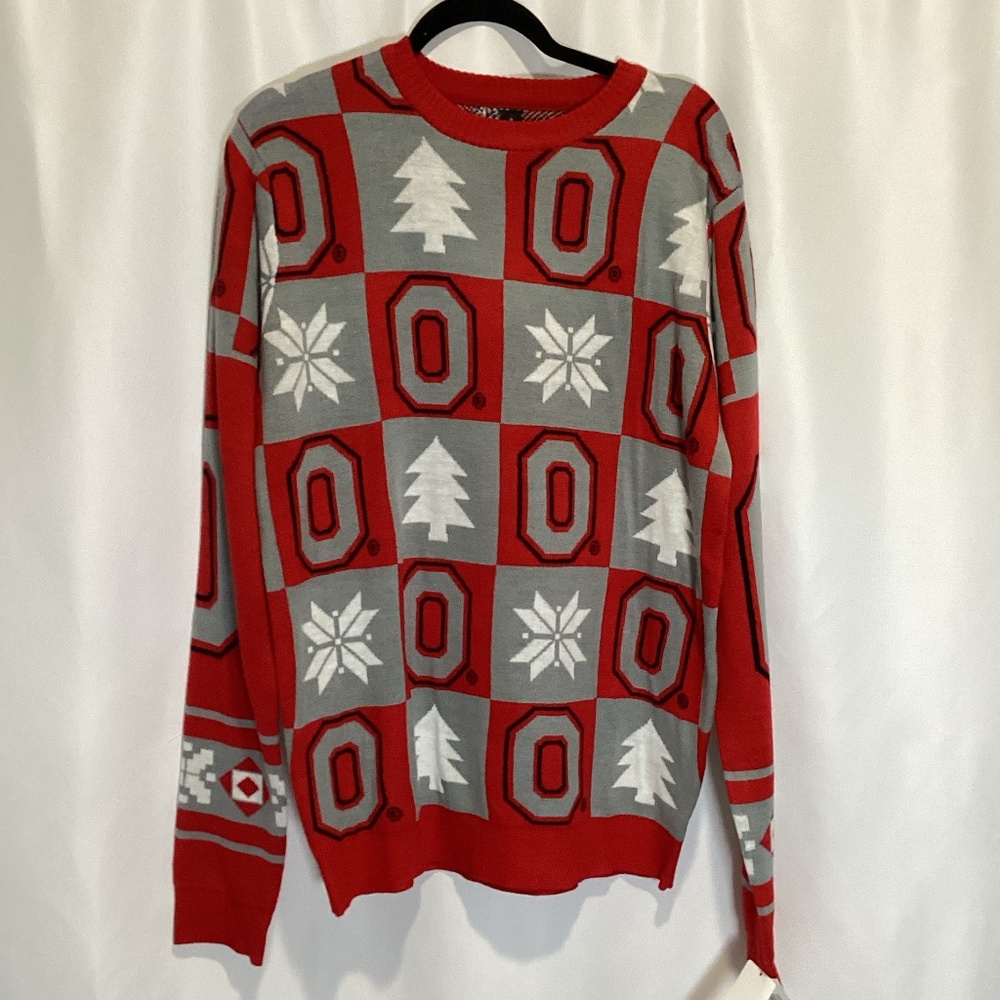 1232. Men’s Ohio State Red Christmas Sweater NWT  Large